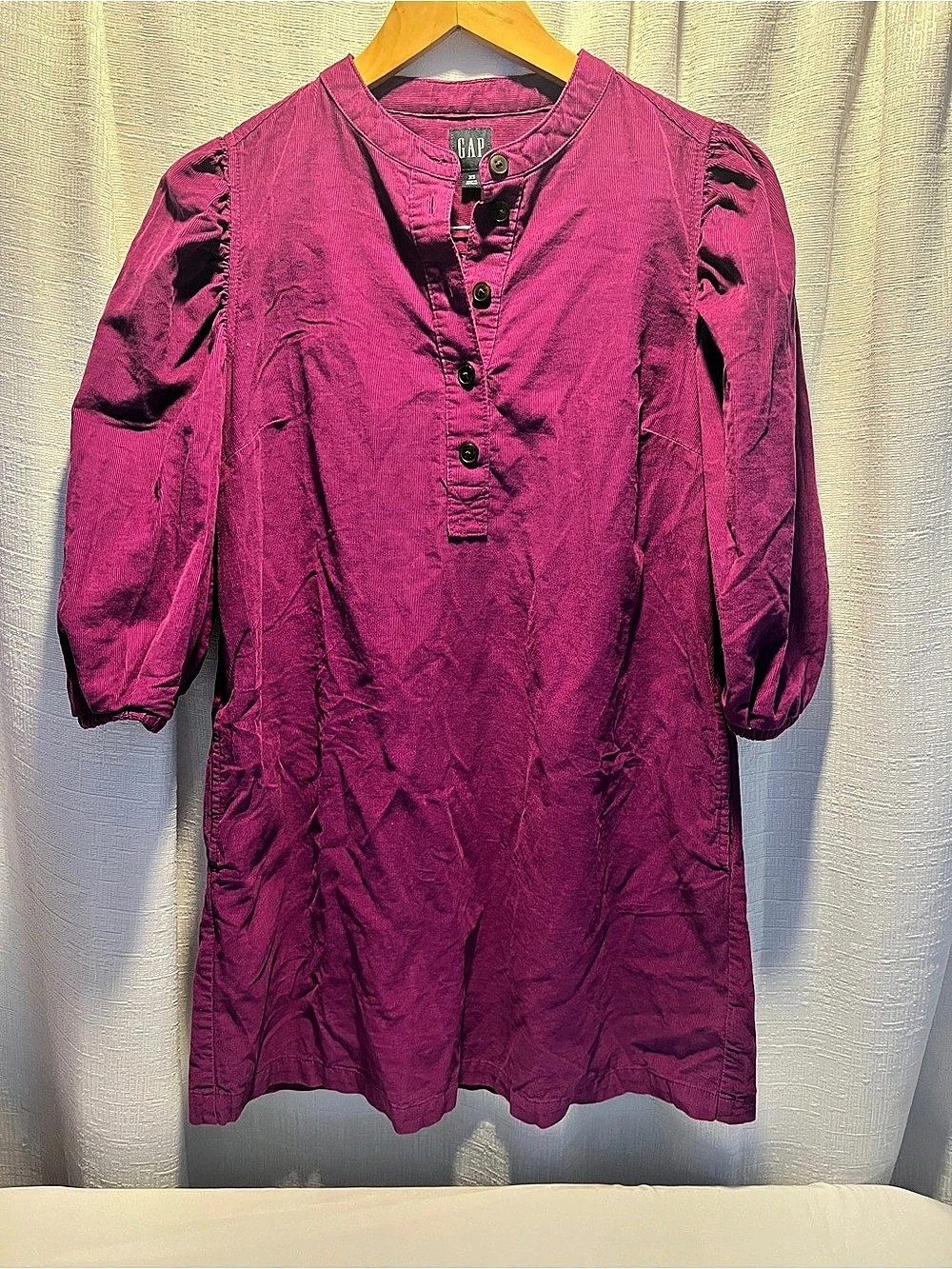 Gap Puff Sleeve Corduroy Mini Dress Purple XS